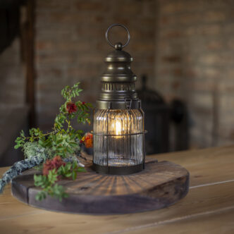 Lykta med LED - brons